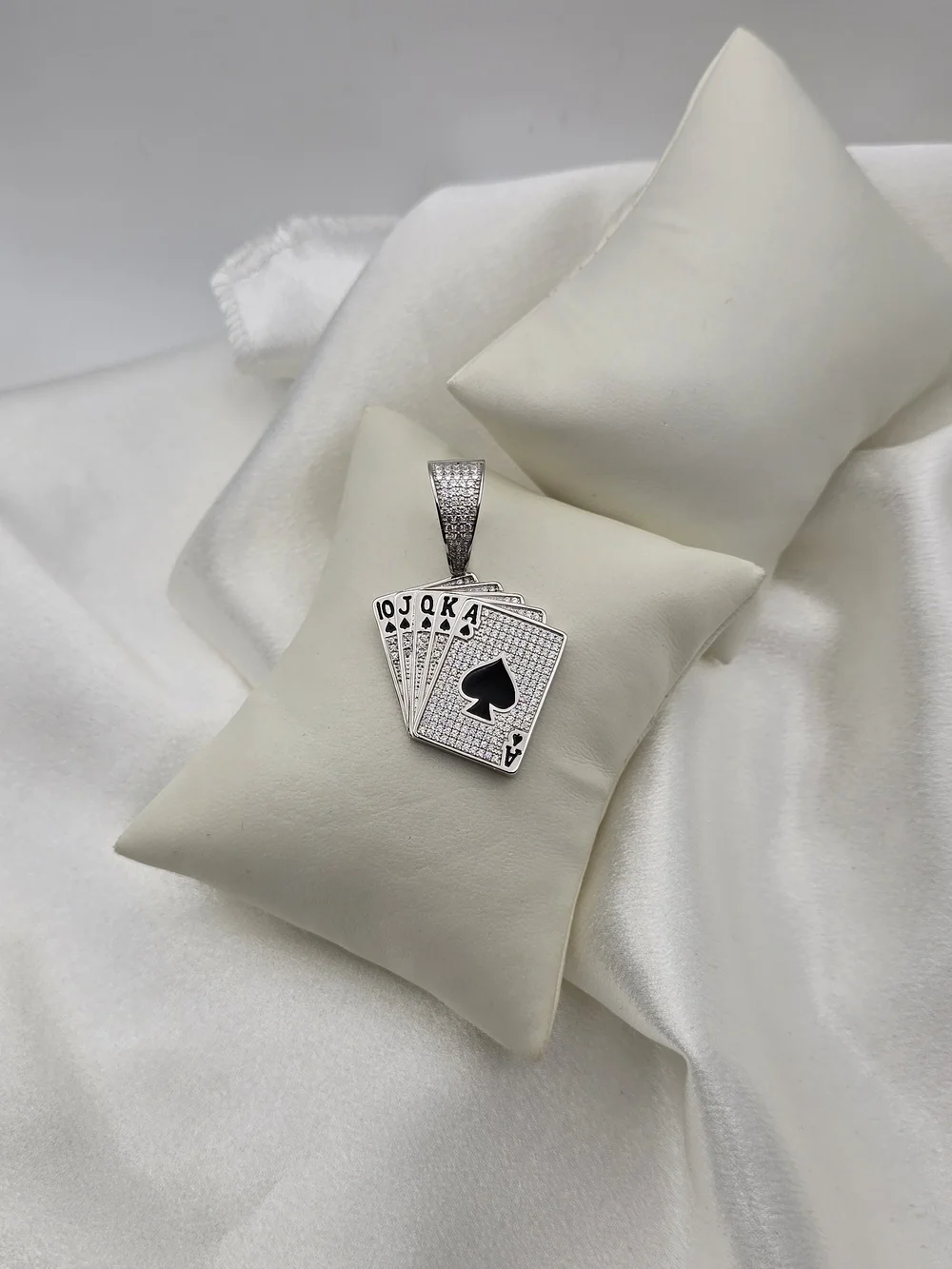 Sterling Silver 925 Moissanite  Lucky Cards Pendant